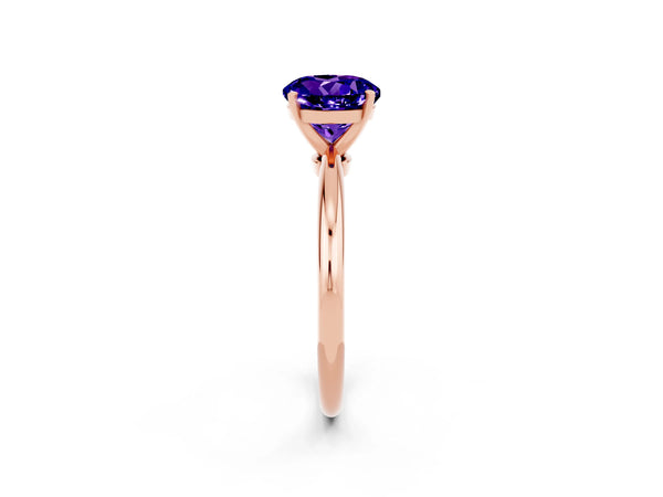 Rose gold Round Cut Tanzanite Solitaire Ring with Six-Prong Setting and Classic Band