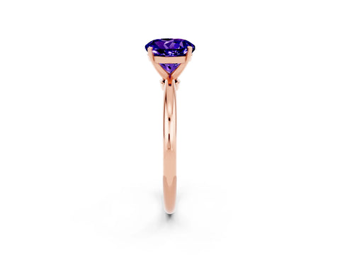 Rose gold Round Cut Tanzanite Solitaire Ring with Six-Prong Setting and Classic Band_2