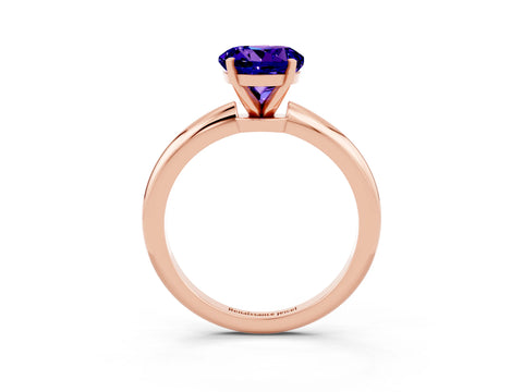 Rose gold Round Cut Tanzanite Solitaire Ring with Six-Prong Setting and Classic Band_3