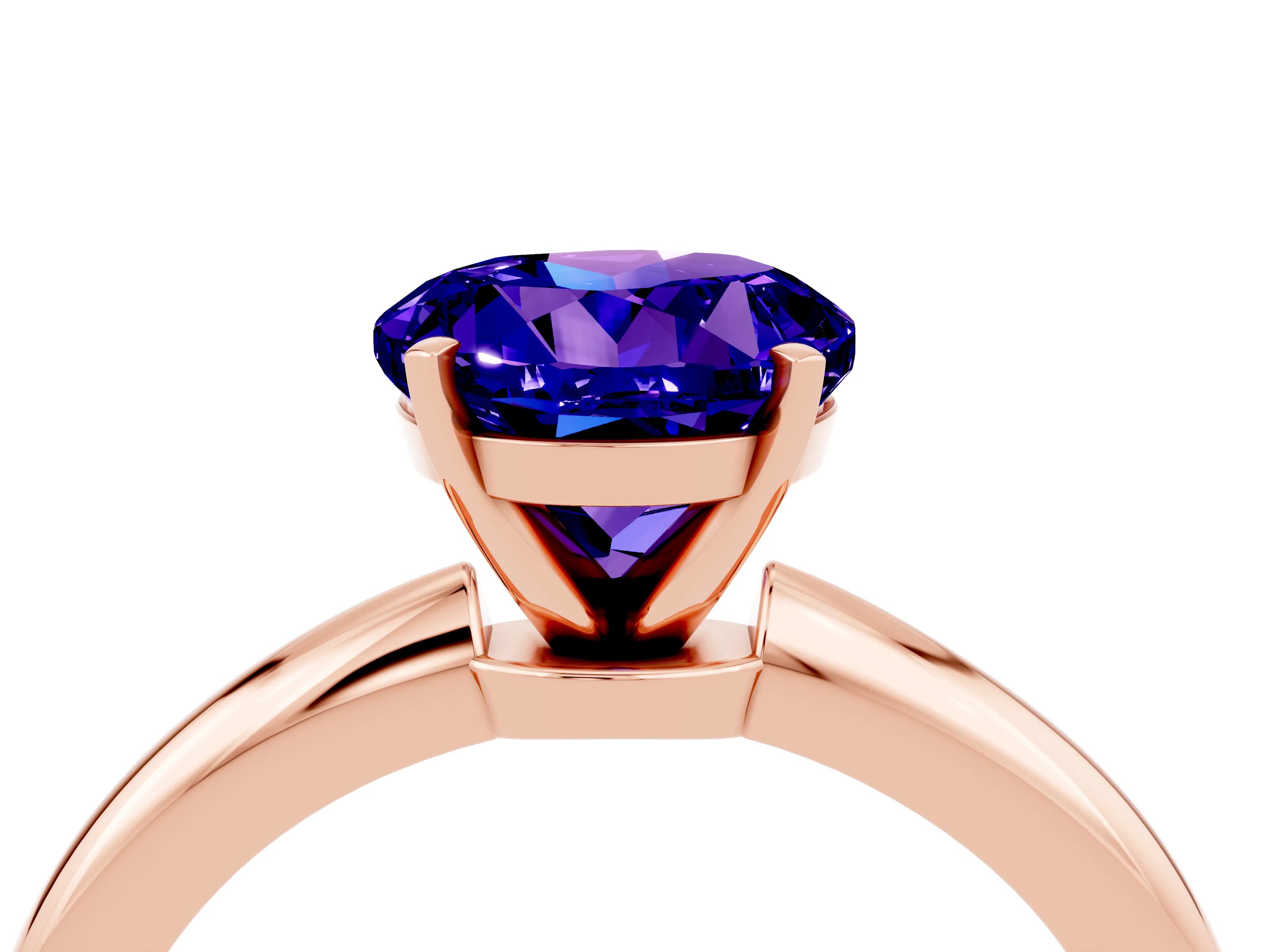 Rose gold Round Cut Tanzanite Solitaire Ring with Six-Prong Setting and Classic Band_4