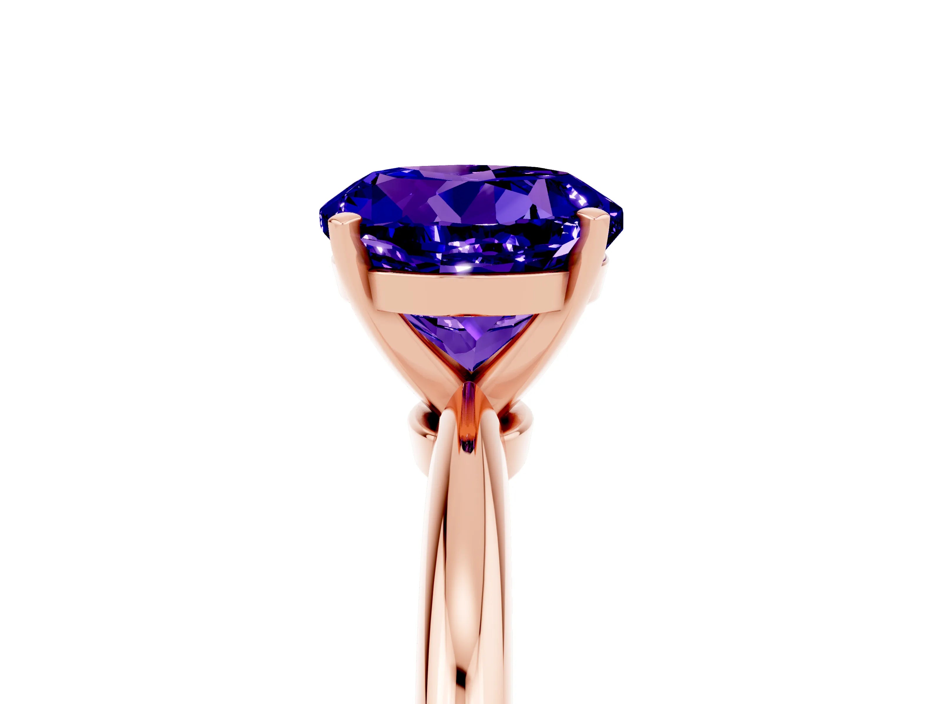 Rose gold Round Cut Tanzanite Solitaire Ring with Six-Prong Setting and Classic Band_5