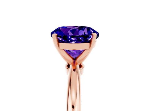 Rose gold Round Cut Tanzanite Solitaire Ring with Six-Prong Setting and Classic Band_5