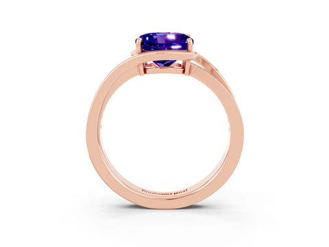Rose gold Round Cut Tanzanite Solitaire Ring with Split Shank and Prong Setting_3
