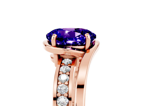 Rose gold Round Cut Tanzanite Solitaire Ring with Split Shank and Prong Setting_5