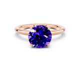 Rose gold Round Cut Tanzanite Solitaire Ring with Thin Band and Four-Prong Setting_12