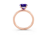 Rose gold Round Cut Tanzanite Solitaire Ring with Thin Band and Four-Prong Setting_15
