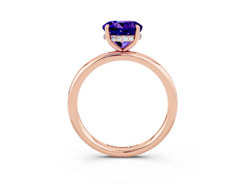 Rose gold Round Cut Tanzanite Solitaire Ring with Thin Band and Four-Prong Setting_15