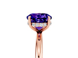 Rose gold Round Cut Tanzanite Solitaire Ring with Thin Band and Four-Prong Setting_17
