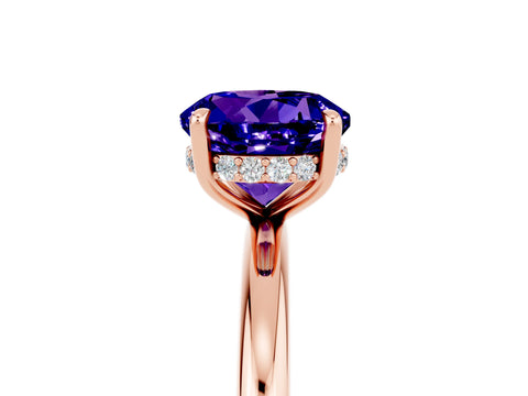 Rose gold Round Cut Tanzanite Solitaire Ring with Thin Band and Four-Prong Setting_17