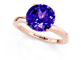 Rose gold Round Cut Tanzanite Solitaire Ring with Thin Band and Prong Setting_13