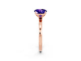 Rose gold Round Cut Tanzanite Solitaire Ring with Thin Band and Prong Setting_14
