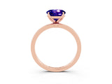 Rose gold Round Cut Tanzanite Solitaire Ring with Thin Band and Prong Setting_15
