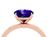 Rose gold Round Cut Tanzanite Solitaire Ring with Thin Band and Prong Setting_16
