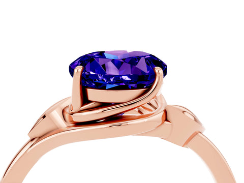 Rose gold Round Cut Tanzanite Solitaire Ring with Twist Band and Four-Prong Setting_28