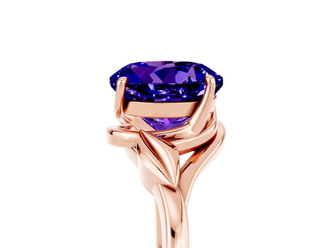 Rose gold Round Cut Tanzanite Solitaire Ring with Twist Band and Four-Prong Setting_29