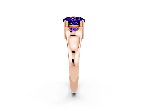 Rose gold Round Cut Tanzanite Solitaire Ring with Wide Band and Prong Setting_2