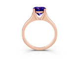 Rose gold Round Cut Tanzanite Solitaire Ring with Wide Band and Prong Setting_3