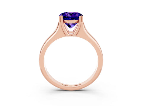 Rose gold Round Cut Tanzanite Solitaire Ring with Wide Band and Prong Setting_3