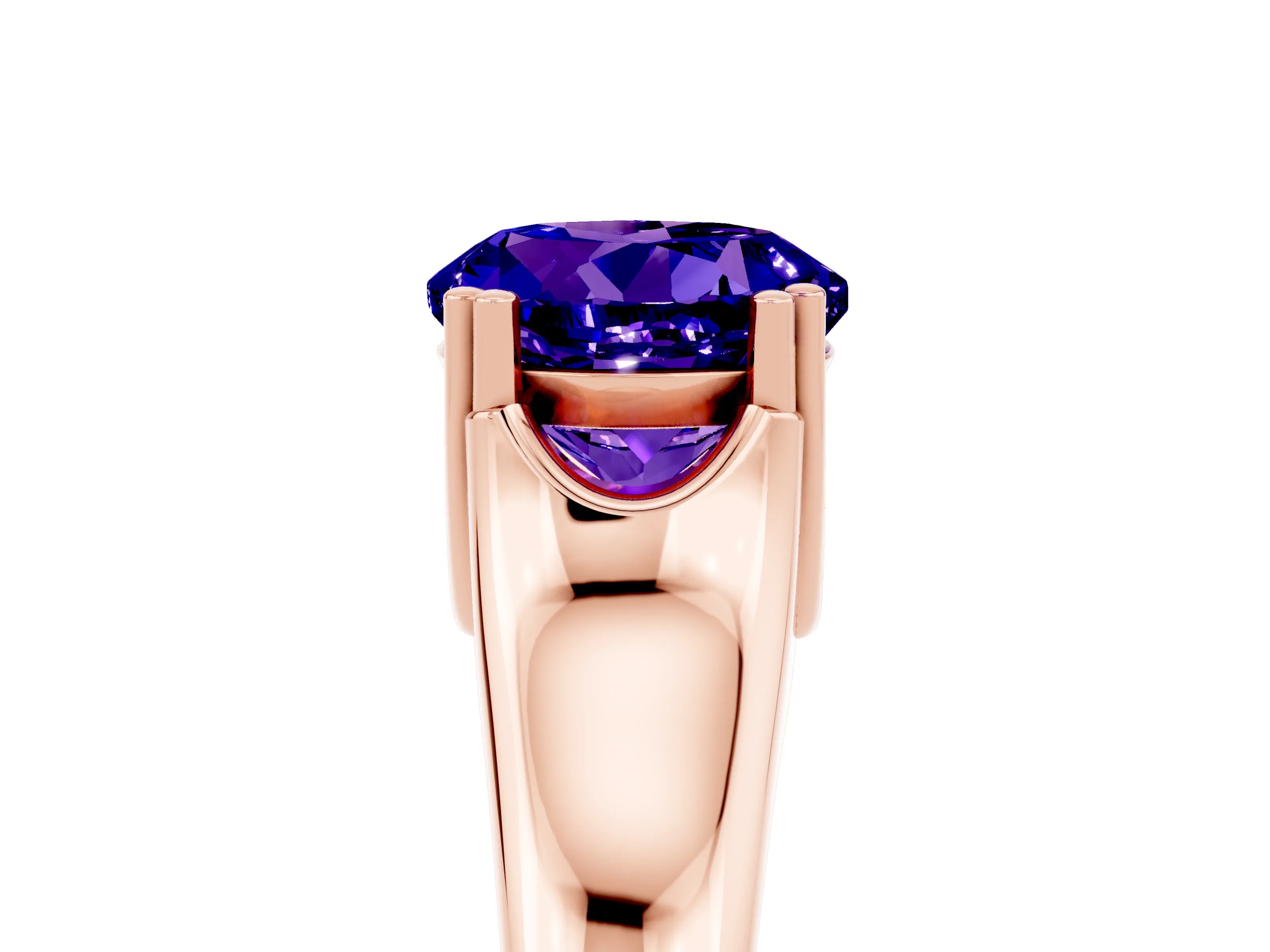 Rose gold Round Cut Tanzanite Solitaire Ring with Wide Band and Prong Setting_5