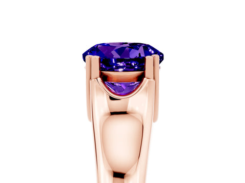 Rose gold Round Cut Tanzanite Solitaire Ring with Wide Band and Prong Setting_5