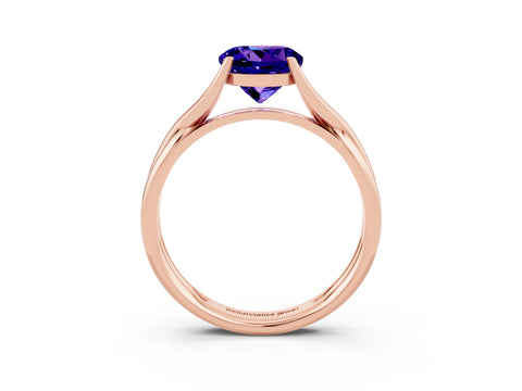 Rose gold Round Cut Tanzanite   Solitaire Twist Band Prong Setting Ring_15