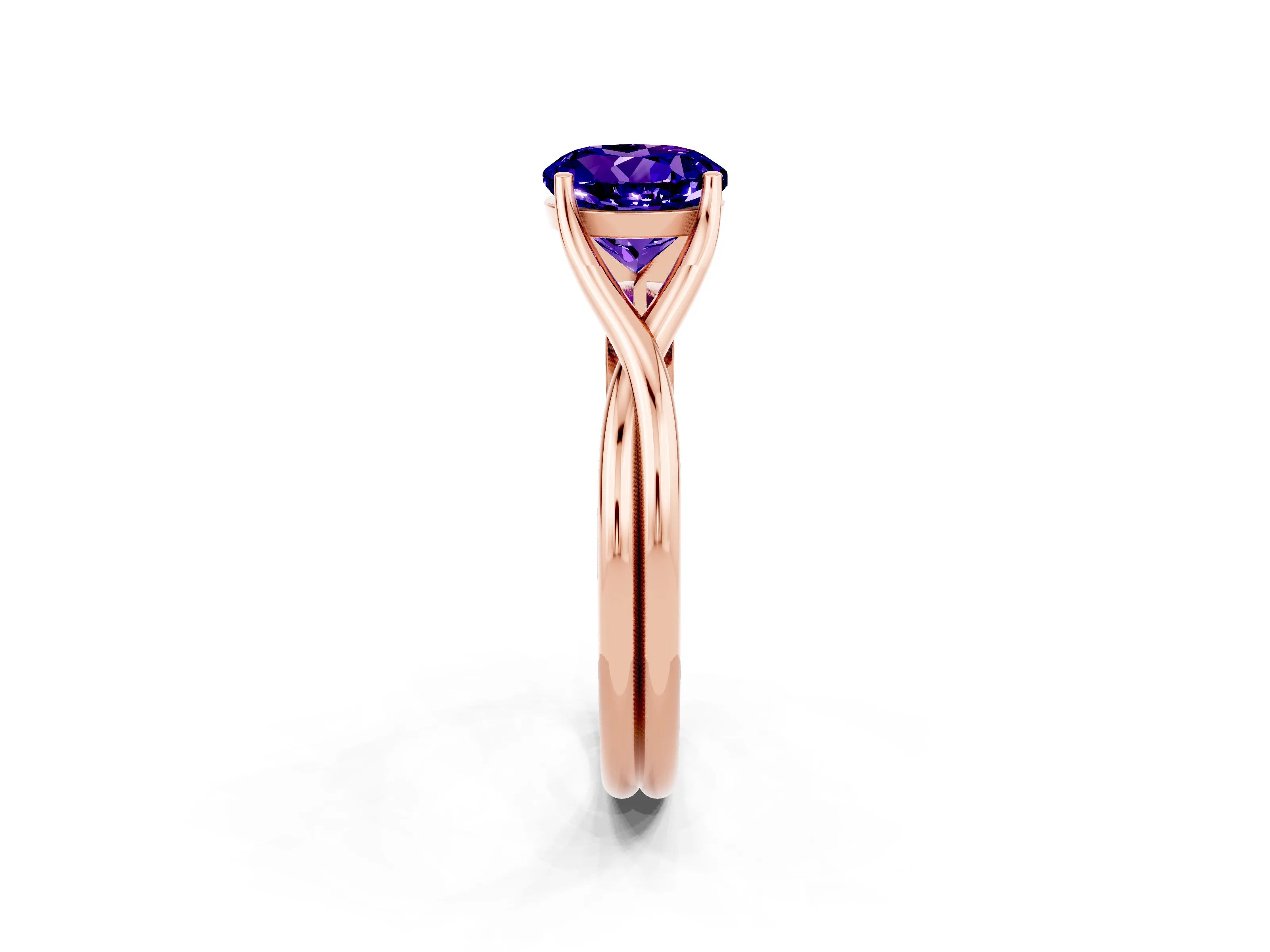 Rose gold Round Cut Tanzanite Solitaire Twist Band Prong Setting Ring_38