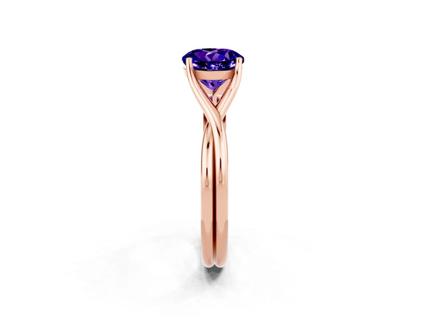 Rose gold Round Cut Tanzanite Solitaire Twist Band Prong Setting Ring