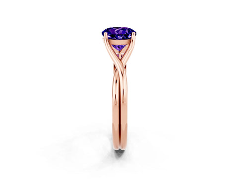Rose gold Round Cut Tanzanite Solitaire Twist Band Prong Setting Ring_38