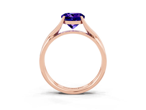 Rose gold Round Cut Tanzanite Solitaire Twist Band Prong Setting Ring_39