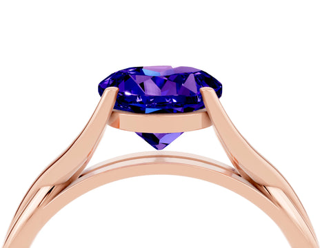 Rose gold Round Cut Tanzanite Solitaire Twist Band Prong Setting Ring_40