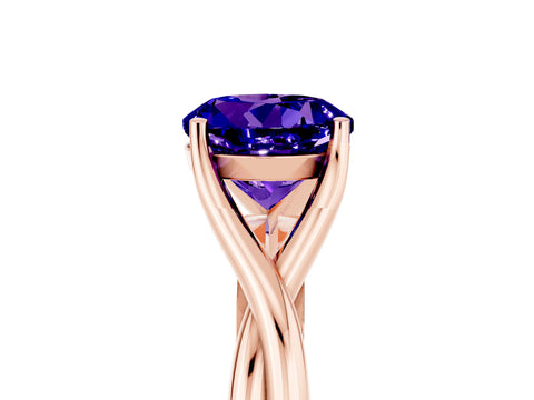 Rose gold Round Cut Tanzanite Solitaire Twist Band Prong Setting Ring_41
