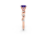 Rose gold Round Cut Tanzanite Solitaire Twisted Band with Round  Accents and Prong Setting_14