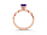 Rose gold Round Cut Tanzanite Solitaire Twisted Band with Round  Accents and Prong Setting_15