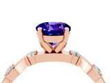 Rose gold Round Cut Tanzanite Solitaire Twisted Band with Round  Accents and Prong Setting_16