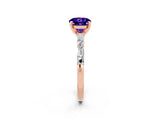Rose gold Round Cut Tanzanite Solitaire with Side Baguettes and Channel Set Band_2