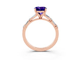 Rose gold Round Cut Tanzanite Solitaire with Side Baguettes and Channel Set Band_3