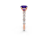 Rose gold Round Cut Tanzanite Solitaire with Side Stones, Pave Band, Four-Prong Setting_38