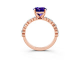Rose gold Round Cut Tanzanite Solitaire with Side Stones, Pave Band, Four-Prong Setting_39