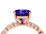 Rose gold Round Cut Tanzanite Solitaire with Side Stones, Pave Band, Four-Prong Setting_40