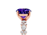 Rose gold Round Cut Tanzanite Solitaire with Side Stones, Pave Band, Four-Prong Setting_41