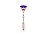 Rose gold Round Cut Tanzanite Solitaire with Side Stones on a Pavé Band and Four-Prong Setting_2