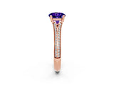 Rose gold Round Cut Tanzanite Split Shank Engagement Ring with Pavé Band_2