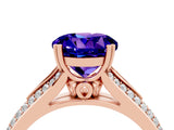 Rose gold Round Cut Tanzanite Split Shank Engagement Ring with Pavé Band_4
