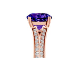 Rose gold Round Cut Tanzanite Split Shank Engagement Ring with Pavé Band_5