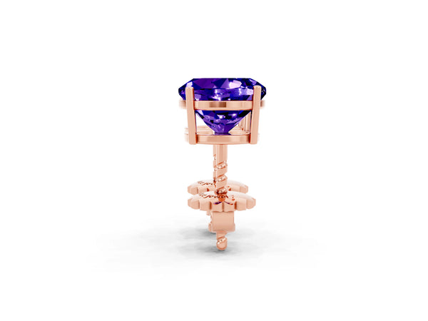 Rose gold Round Cut Tanzanite Stud Earrings