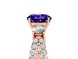 Rose gold Round Cut Tanzanite Three-Stone Ring with Pavé Split Shank and Four-Prong Setting_5