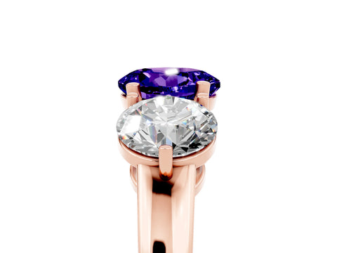 Rose gold Round Cut Tanzanite Three-Stone Ring with Prong Setting and Classic Band_5