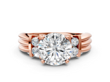Rose gold Round Cut Three-Stone Channel Set Ring with Bar Prongs_86