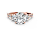 Rose gold Round Cut Three-Stone Diamond Pavé Band with Prong Setting_66