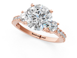 Rose gold Round Cut Three-Stone Diamond Pavé Band with Prong Setting_67